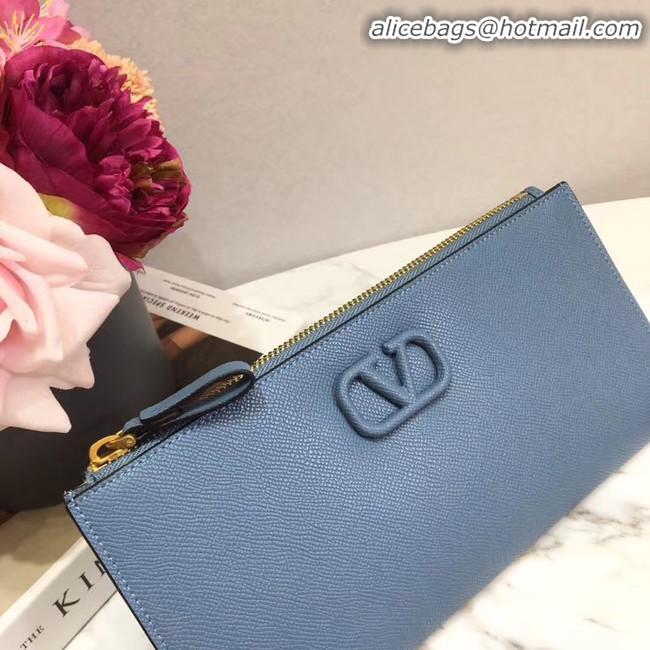 Cheap Wholesale VALENTINO Origianl Leather Clutch Bag V060 Blue