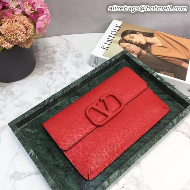 Classic Faux VALENTINO Origianl Leather Clutch Bag 065 Red