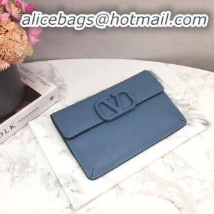 Market Sells VALENTINO Origianl Leather Clutch Bag 065 Blue