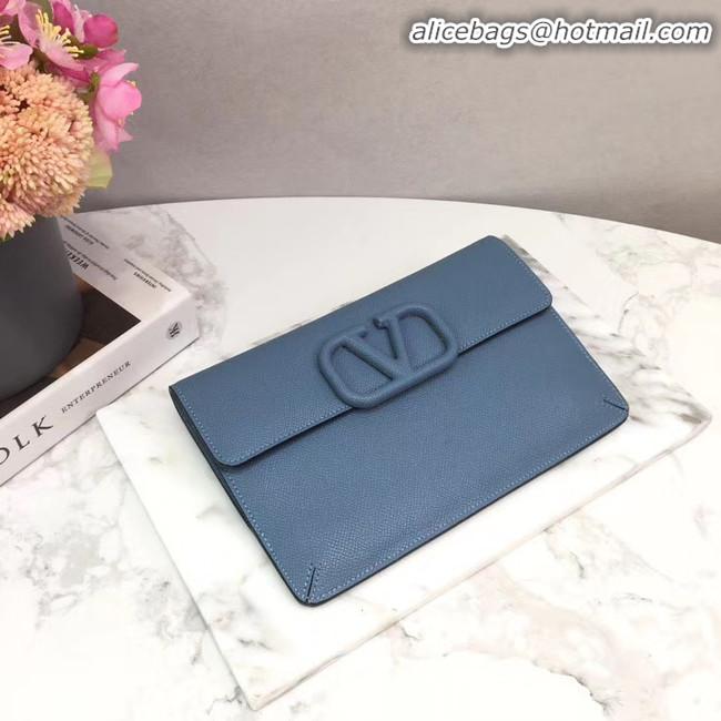 Market Sells VALENTINO Origianl Leather Clutch Bag 065 Blue