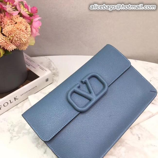 Market Sells VALENTINO Origianl Leather Clutch Bag 065 Blue