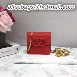 Top Design VALENTINO Origianl Leather Chain Bag V067 Red