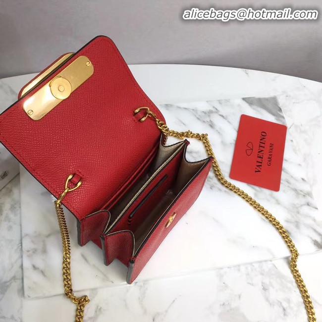 Top Design VALENTINO Origianl Leather Chain Bag V067 Red