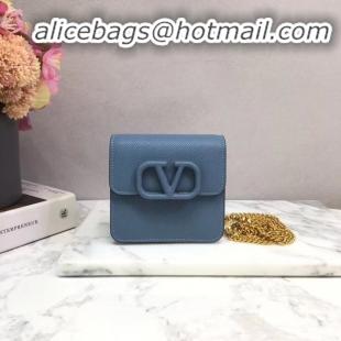 Best Quality VALENTINO Origianl Leather Chain Bag V067 Blue