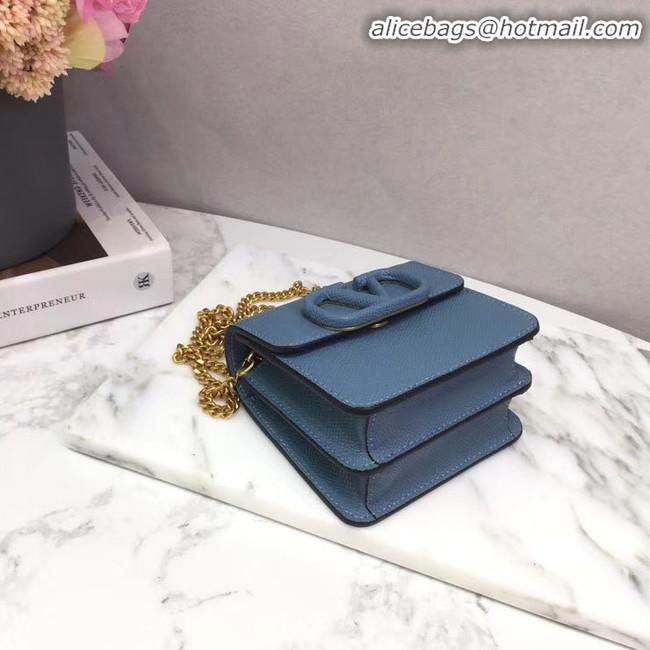 Best Quality VALENTINO Origianl Leather Chain Bag V067 Blue