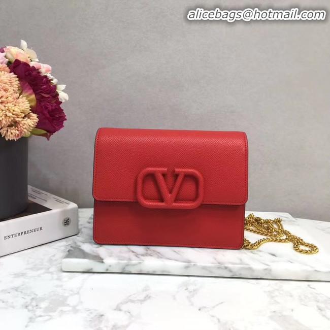 Sophisticated Discount VALENTINO Origianl leather Chain bag V069 Red