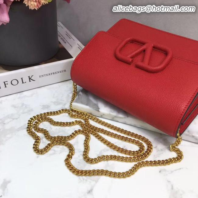 Sophisticated Discount VALENTINO Origianl leather Chain bag V069 Red