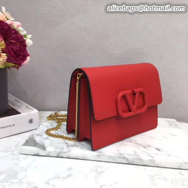 Sophisticated Discount VALENTINO Origianl leather Chain bag V069 Red