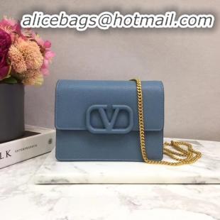 Luxury Imitation VALENTINO Origianl leather Chain bag V069 Blue