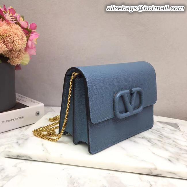 Luxury Imitation VALENTINO Origianl leather Chain bag V069 Blue