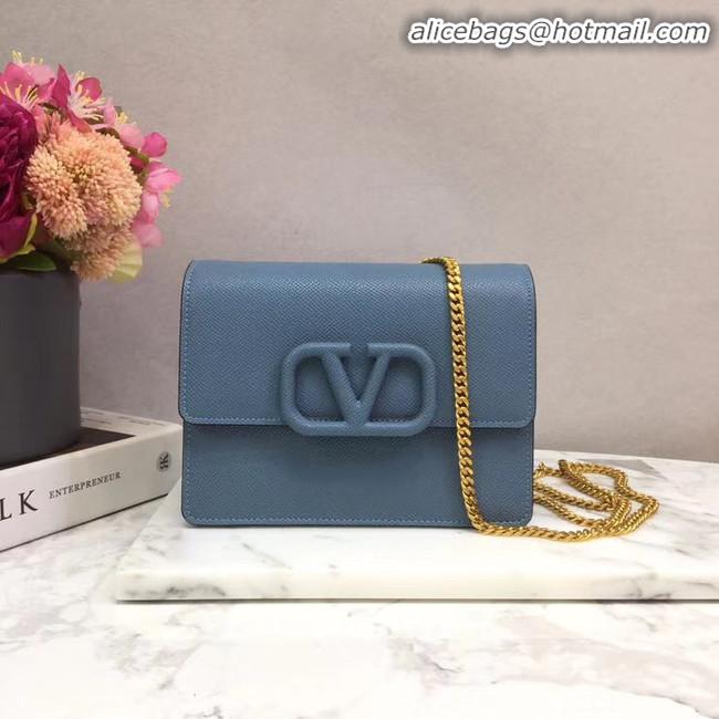 Luxury Imitation VALENTINO Origianl leather Chain bag V069 Blue