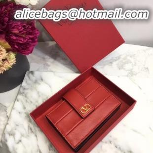 Top Grade VALENTINO Origianl leather Card Holder V023 Red