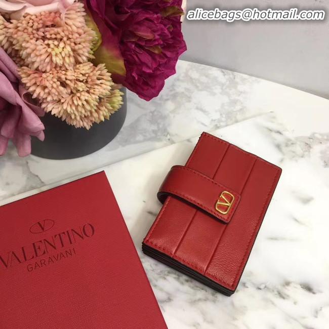 Top Grade VALENTINO Origianl leather Card Holder V023 Red