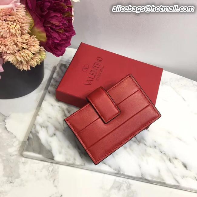 Top Grade VALENTINO Origianl leather Card Holder V023 Red