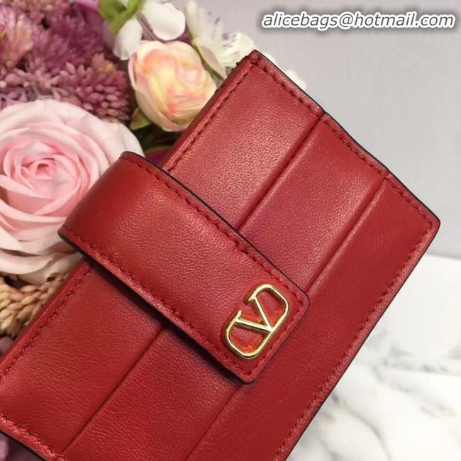 Top Grade VALENTINO Origianl leather Card Holder V023 Red