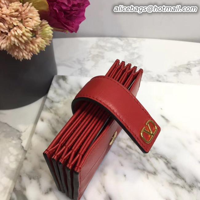 Top Grade VALENTINO Origianl leather Card Holder V023 Red