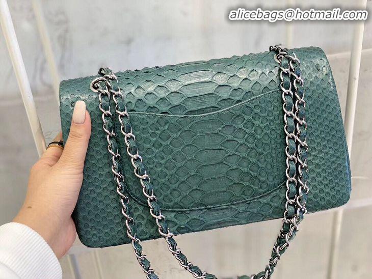 Grade Quality Chanel 2.55 Series Flap Bag Original Snake Leather AP1112 Green Silver