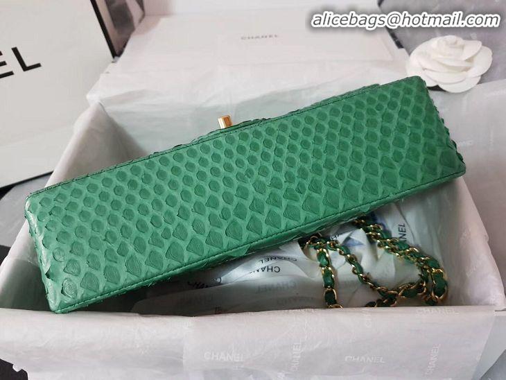 Famous Brand Chanel 2.55 Series Flap Bag Original Snake Leather AP1112 Green Gold