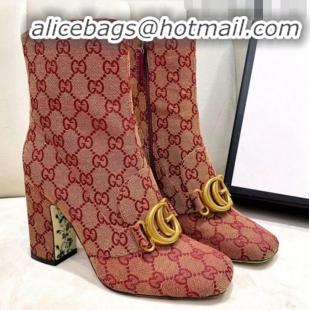 Fashion Gucci GG High-Heel Short Ankle Boot with Double G 524658 Red