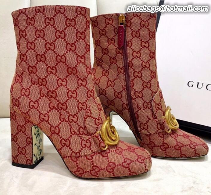 Fashion Gucci GG High-Heel Short Ankle Boot with Double G 524658 Red