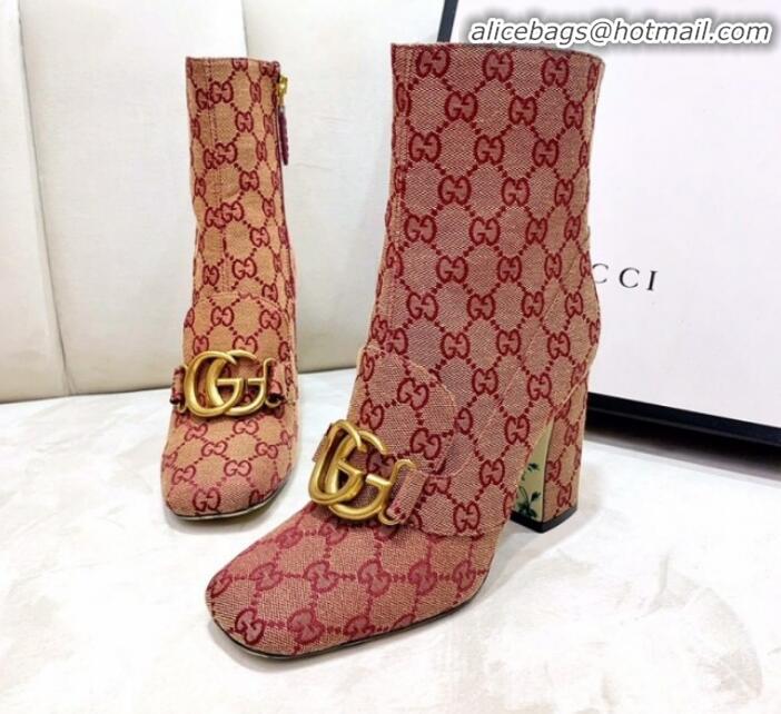 Fashion Gucci GG High-Heel Short Ankle Boot with Double G 524658 Red