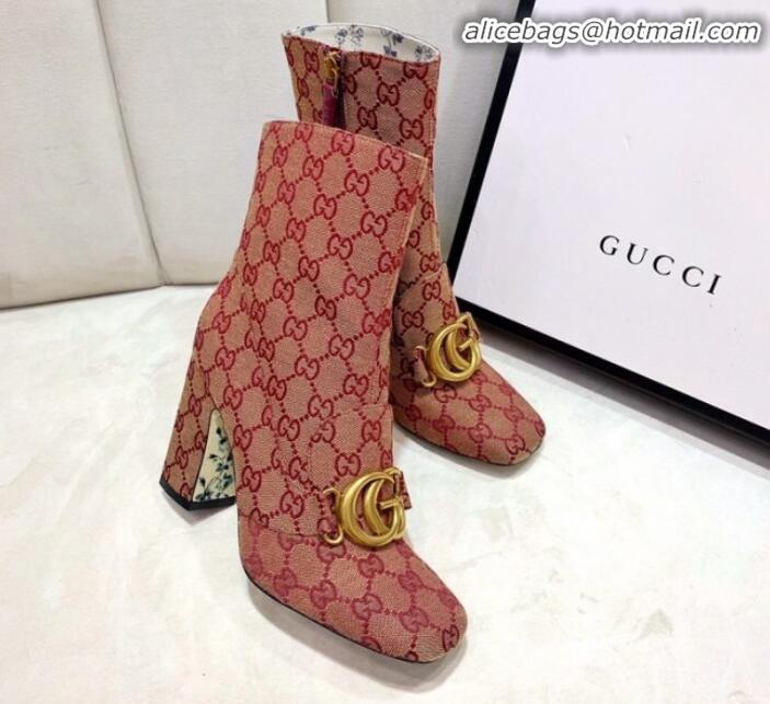 Fashion Gucci GG High-Heel Short Ankle Boot with Double G 524658 Red