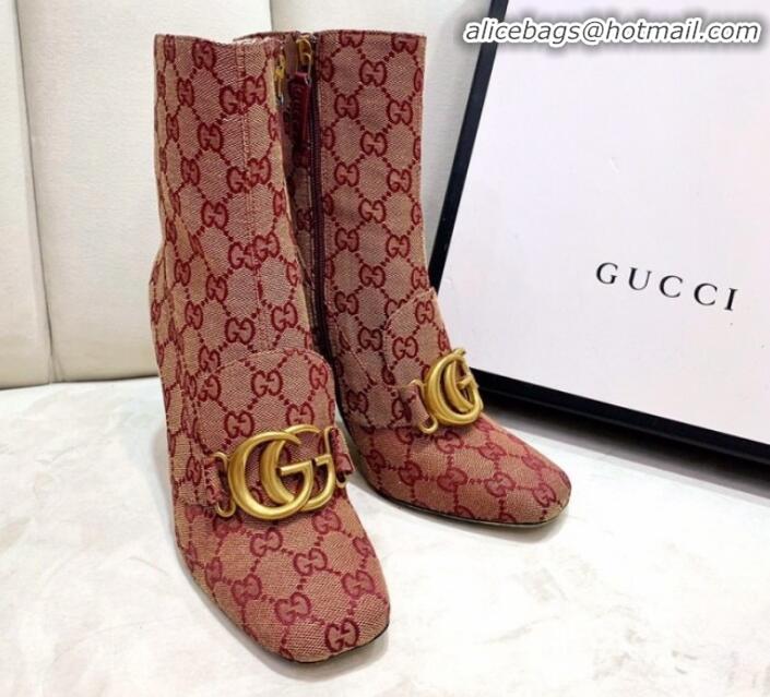 Fashion Gucci GG High-Heel Short Ankle Boot with Double G 524658 Red