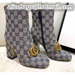 Low Price Gucci GG High-Heel Short Ankle Boot with Double G 524658 Blue