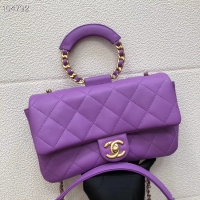 Hot Style Chanel flap bag Lambskin & Gold Metal AS1358 purple