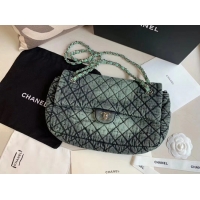 Most Popular CHANEL Denim flap bag AS1113 green