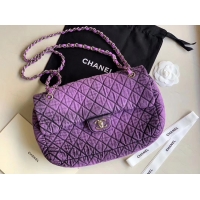 Good Looking CHANEL Denim flap bag AS1113 purple