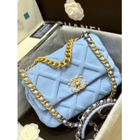 Luxury Discount CHANEL 19 Flap Bag AS1161 light blue