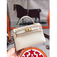 Buy Cheapest Hermes original mini Kelly chevre mysore K19CM white&Gold Metal