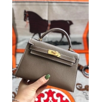 Well Crafted Hermes original mini Kelly chevre mysore K19CM grey&Gold Metal