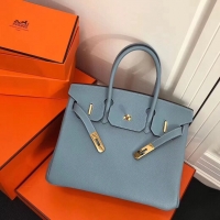 Shop Duplicate Hermes Birkin 25CM Tote Bag Original Leather H25T Blue