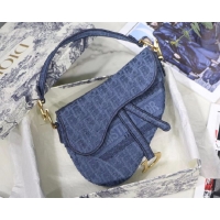 Imitation Faux Dior SADDLE DENIM CANVAS BAG M928 blue