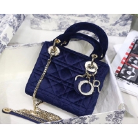 Shop Promotional MINI LADY DIOR Velvet BAG M424 blue