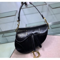 Unique Ladies Dior SADDLE Snake skin tote C9046 black