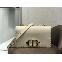 Good Product CHALK WHITE DIOR 30 MONTAIGNE THREADED EDGES CALFSKIN FLAP CHAIN BAG M9220