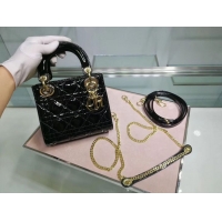 Shop Duplicate Dior MINI LADY DIOR CALFSKIN Black BAG M0505O Gold