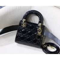 Good Quality Dior MINI LADY DIOR CALFSKIN Black BAG M0505O-2 Gold