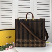 Imitation Bulk FENDI Shopper in brown fabric 8BH372 brown