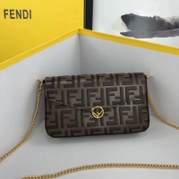 Discount Classic Fendi WALLET ON CHAIN WITH POUCHES leather mini-bag 8BS032 brown