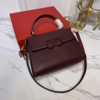 AAAAA Discount VALENTINO Origianl leather Tote Bag V0025 Burgundy