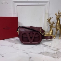 Famous Brand VALENTINO Origianl leather shoulder bag V0032A Burgundy