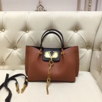 Top Grade VALENTINO Origianl leather tote 2070 brown