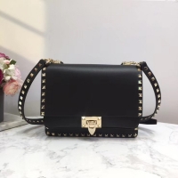 Top Quality VALENTINO Origianl leather shoulder bag 3005 Black