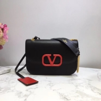 Popular Imitation VALENTINO VLOCK Origianl leather shoulder bag 2424 black