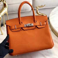 Promotional Hermes original Epsom Leather HB35O orange&silver Metal