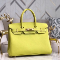 Top Grade Hermes original Epsom Leather HB35O lemon&gold Metal